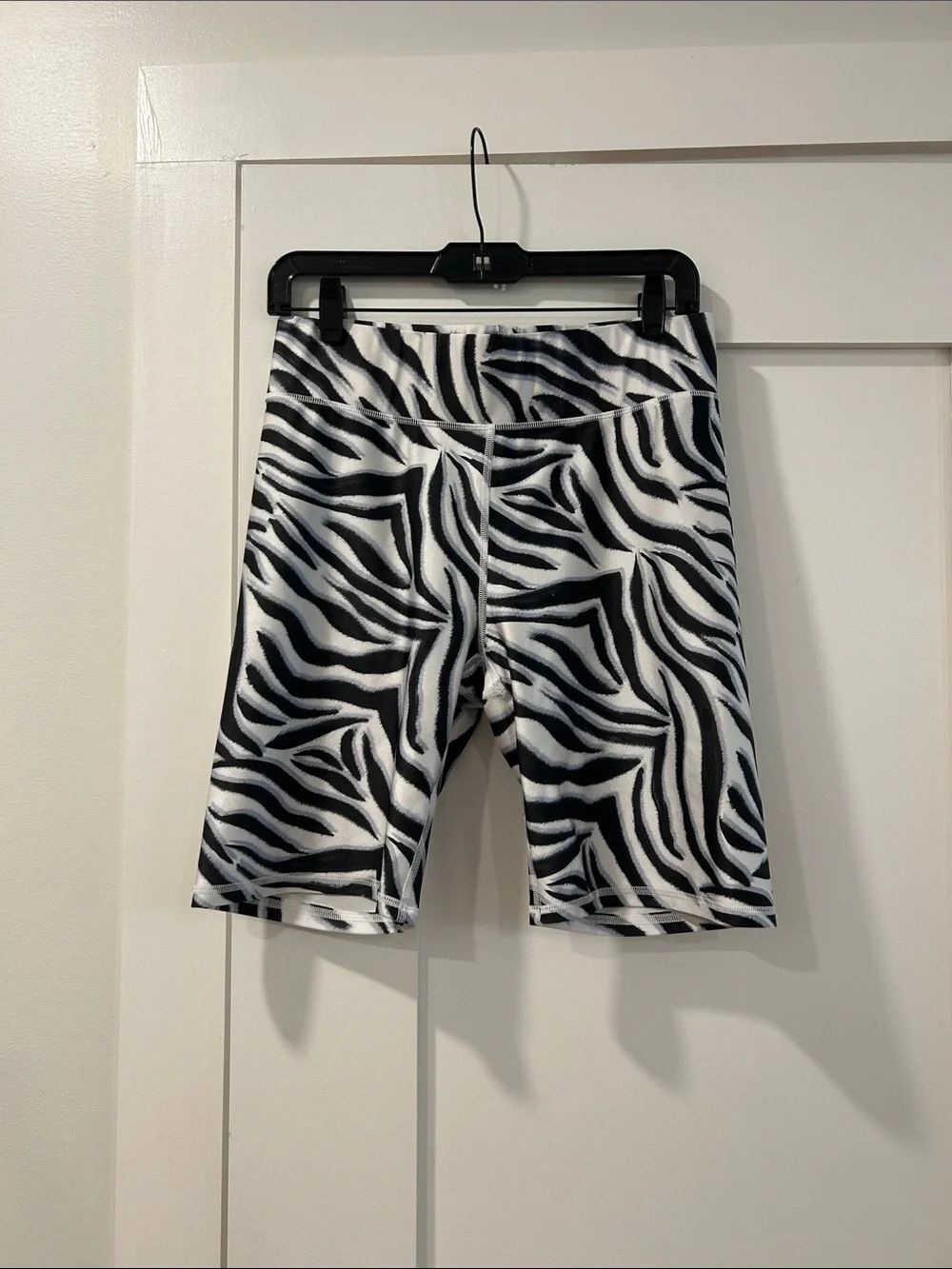 Terez Zebra Print Biker Shorts - Black & White, XL